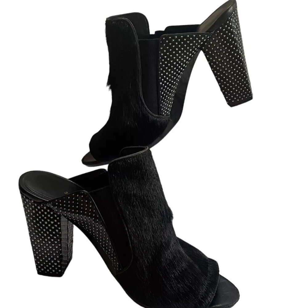Phillip Lim 3.1 Black Heeled Mules Pony Hair and Leather